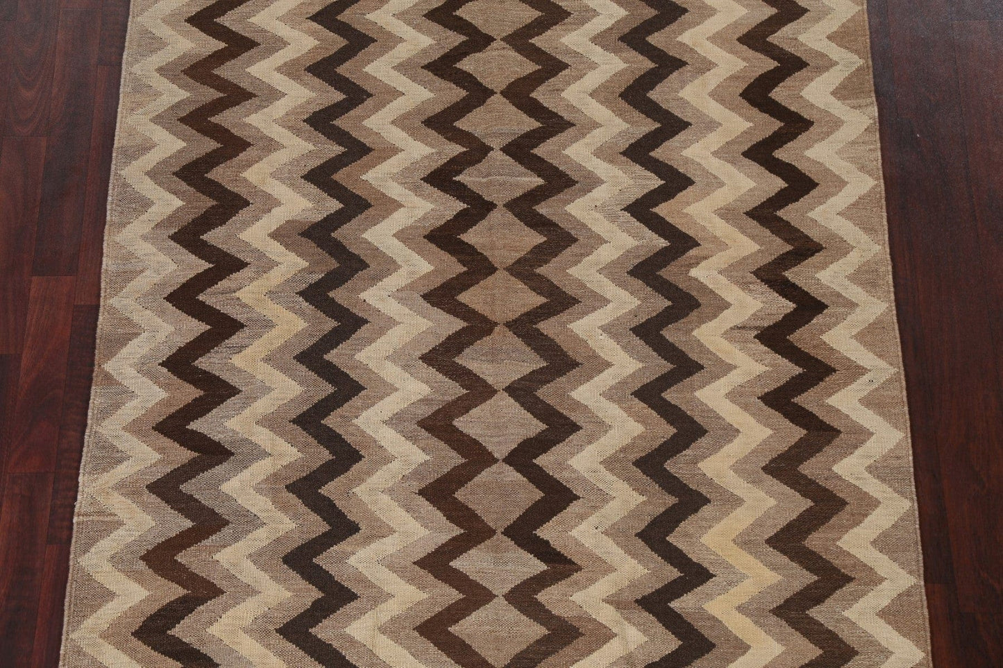 Natural Dye Chevron Kilim Oriental Area Rug 5x7