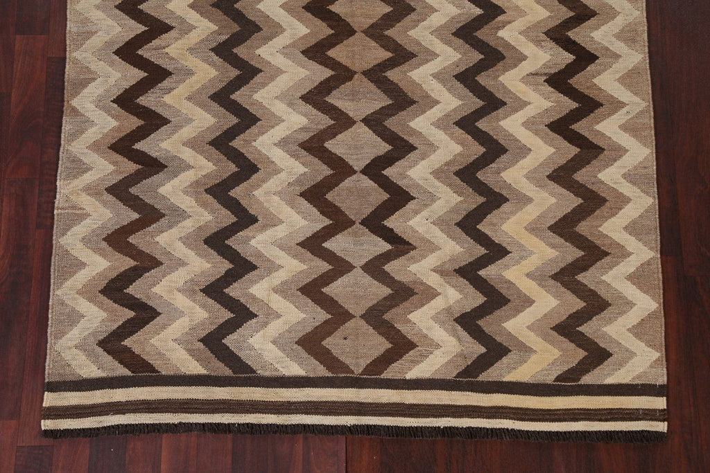 Natural Dye Chevron Kilim Oriental Area Rug 5x7