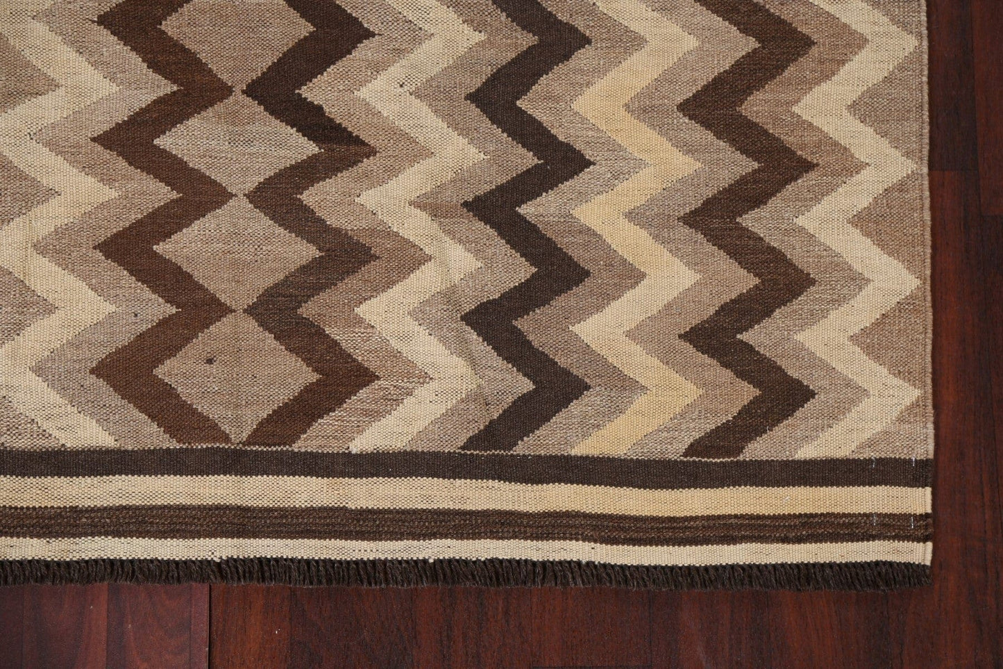 Natural Dye Chevron Kilim Oriental Area Rug 5x7