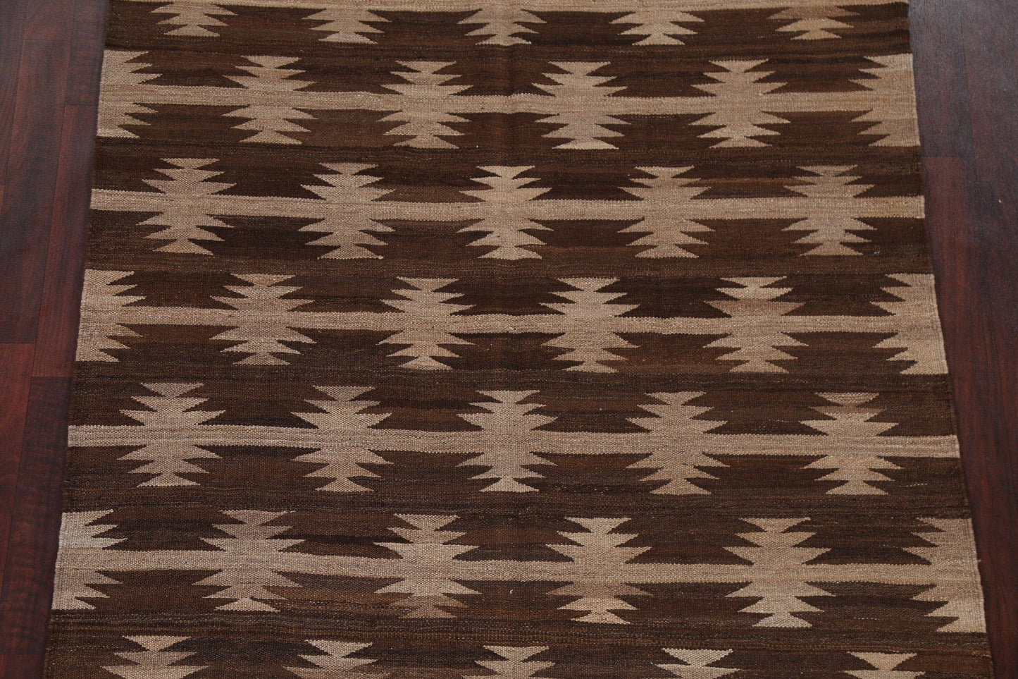 Natural Dye Brown Kilim Oriental Rug 5x6