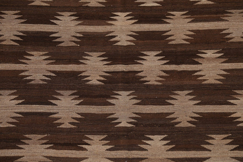 Natural Dye Brown Kilim Oriental Rug 5x6