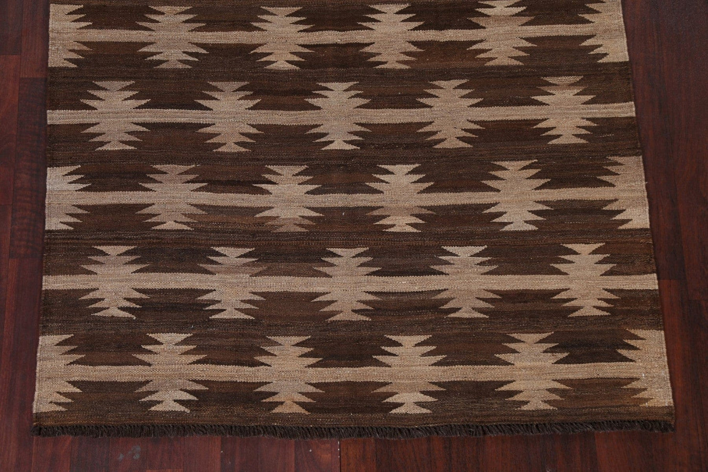 Natural Dye Brown Kilim Oriental Rug 5x6