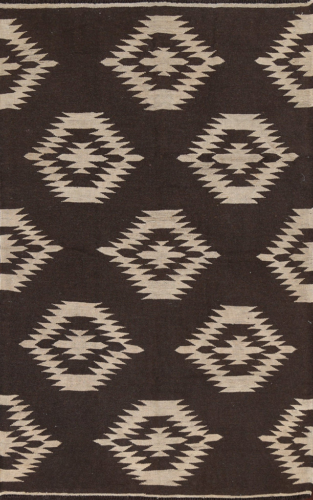 Natural Dye Geometric Kilim Oriental Rug 5x7