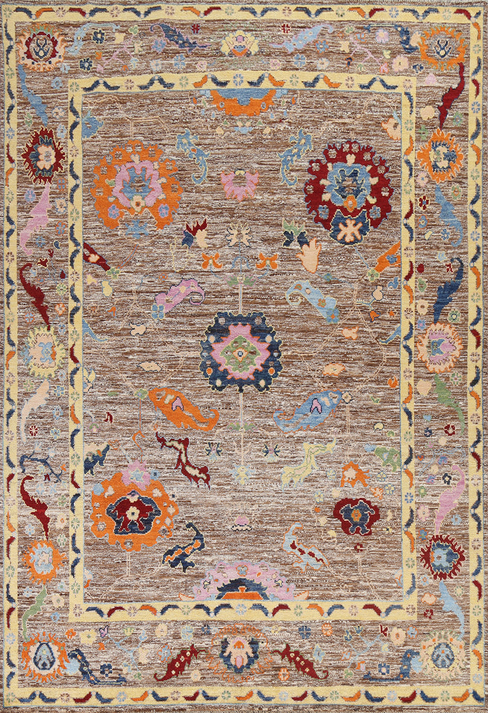 Vegetable Dye Oushak Turkish Wool Rug 8x10