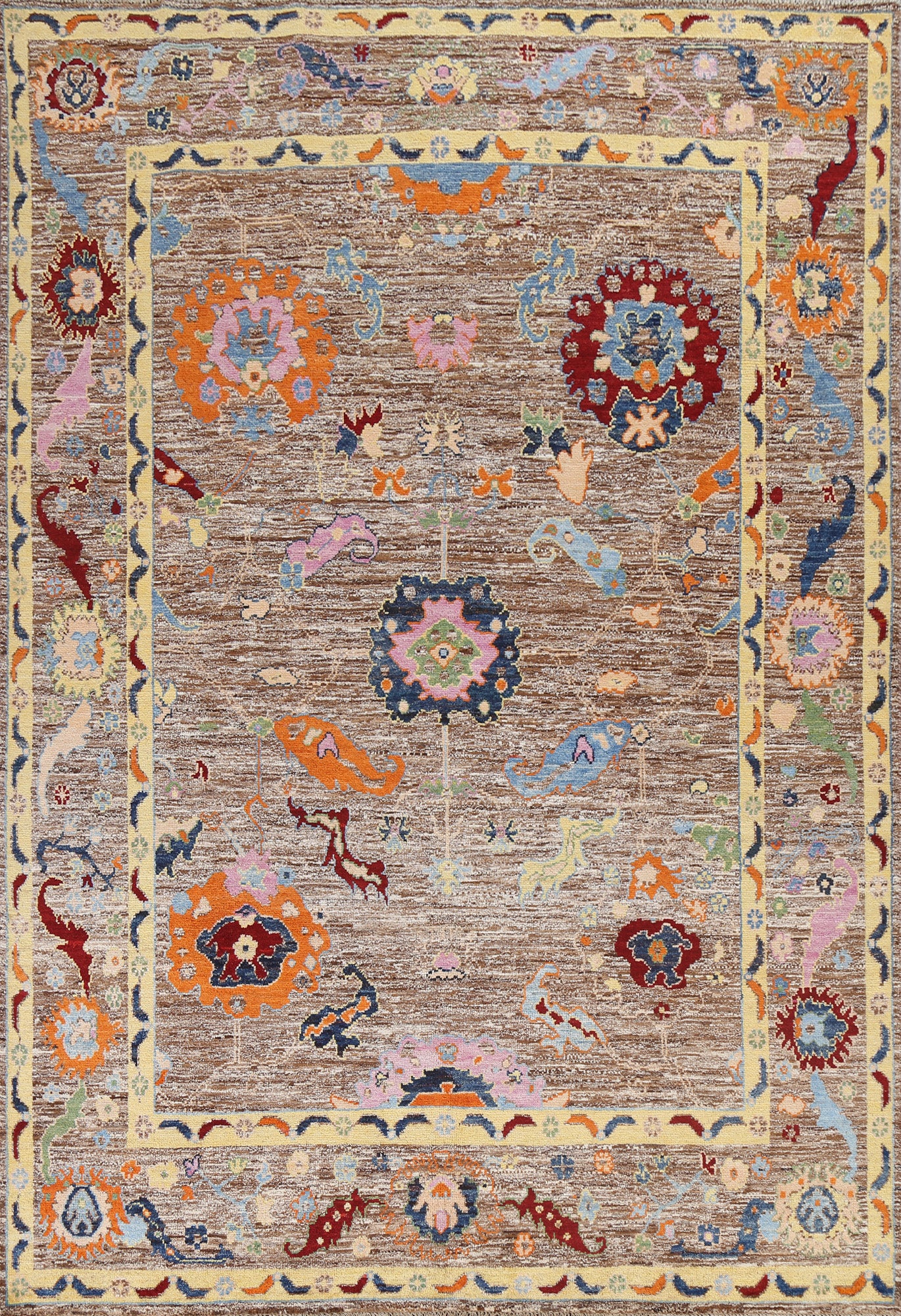 Vegetable Dye Oushak Turkish Wool Rug 8x10