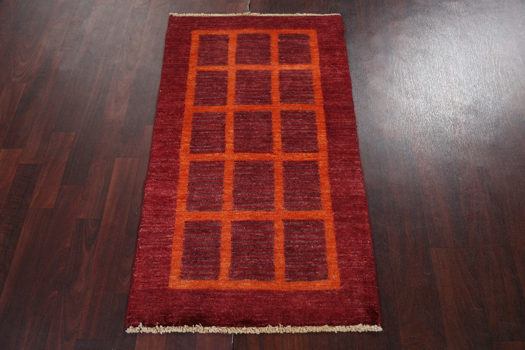 Geometric Red Gabbeh Kashkoli Oriental Wool Rug 2x4