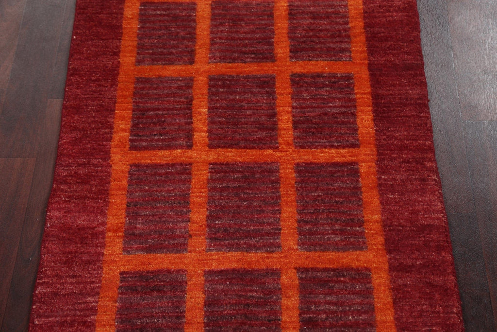 Geometric Red Gabbeh Kashkoli Oriental Wool Rug 2x4