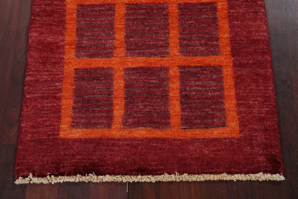 Geometric Red Gabbeh Kashkoli Oriental Wool Rug 2x4