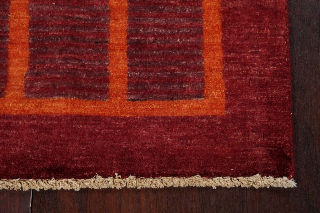 Geometric Red Gabbeh Kashkoli Oriental Wool Rug 2x4