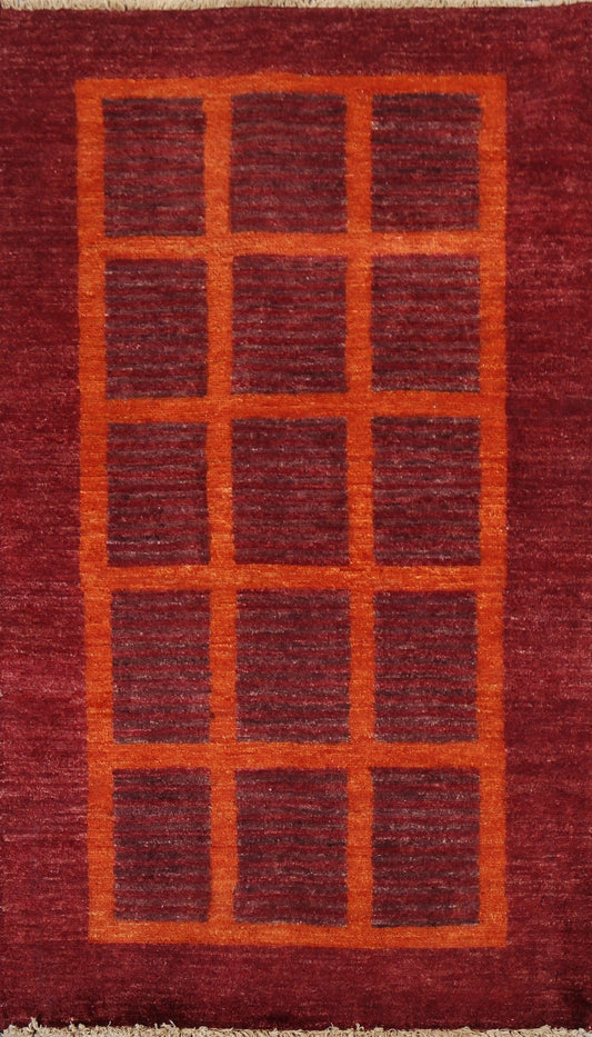 Geometric Red Gabbeh Kashkoli Oriental Wool Rug 2x4