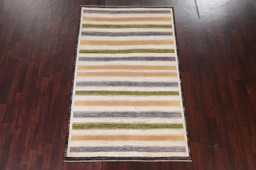 Striped Gabbeh Kashkoli Oriental Area Rug 5x8