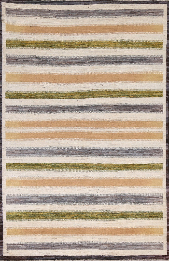 Striped Gabbeh Kashkoli Oriental Area Rug 5x8