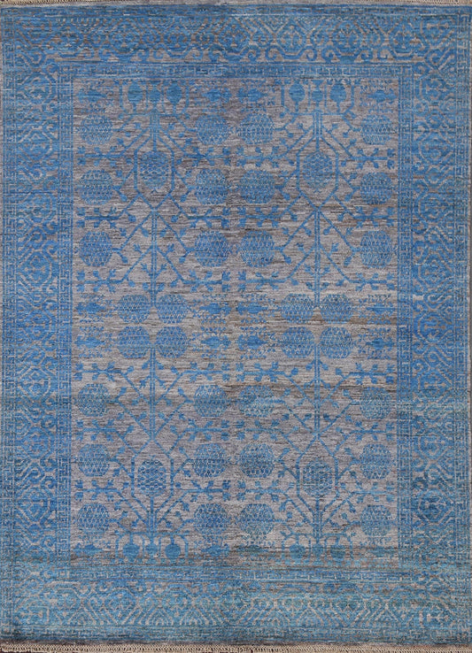 Handmade Gray/ Blue Khotan Oriental Area Rug 5x7