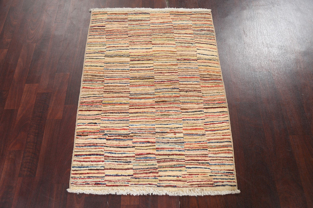 Contemporary Gabbeh Kashkoli Oriental Wool Rug 3x4