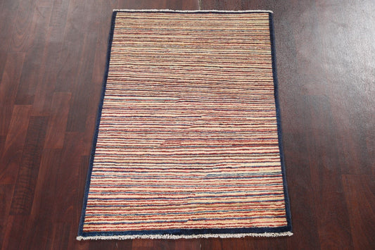 Striped Gabbeh Kashkoli Oriental Wool Rug 3x4