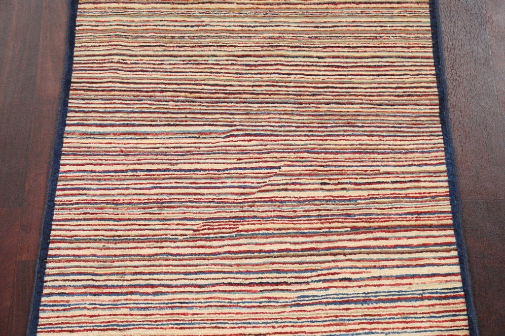 Striped Gabbeh Kashkoli Oriental Wool Rug 3x4