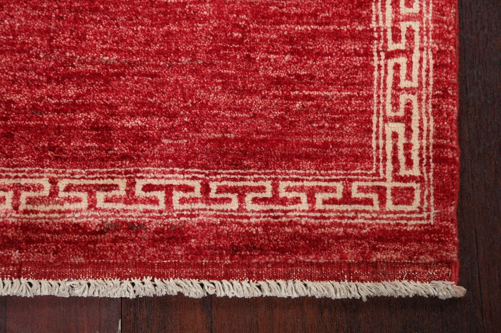 Red Geometric Gabbeh Kashkoli Oriental Runner Rug 2x5