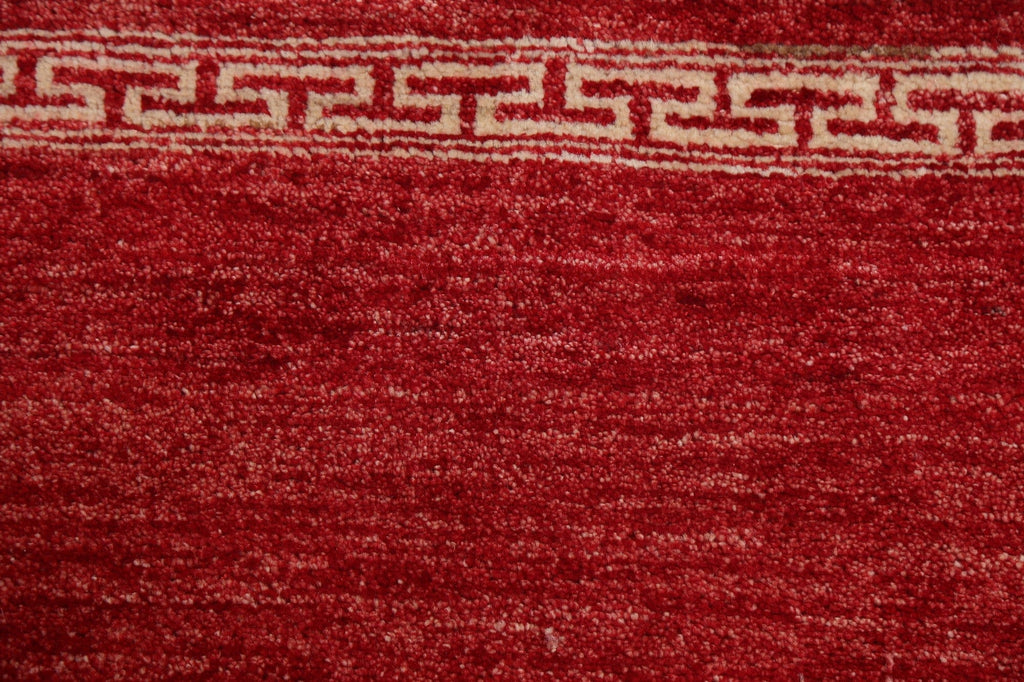 Red Geometric Gabbeh Kashkoli Oriental Runner Rug 2x5