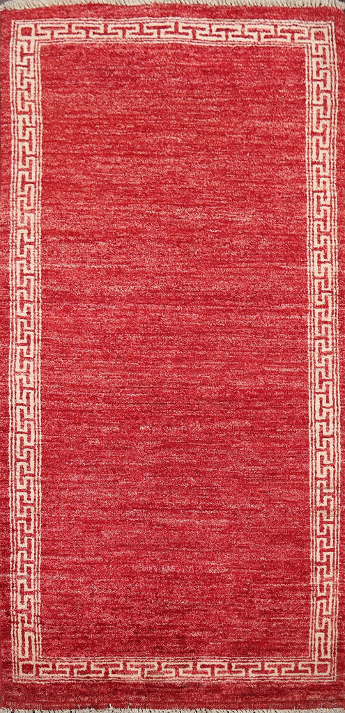 Red Geometric Gabbeh Kashkoli Oriental Runner Rug 2x5