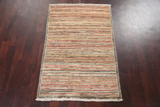 Striped Gabbeh Kashkoli Oriental Wool Rug 3x4