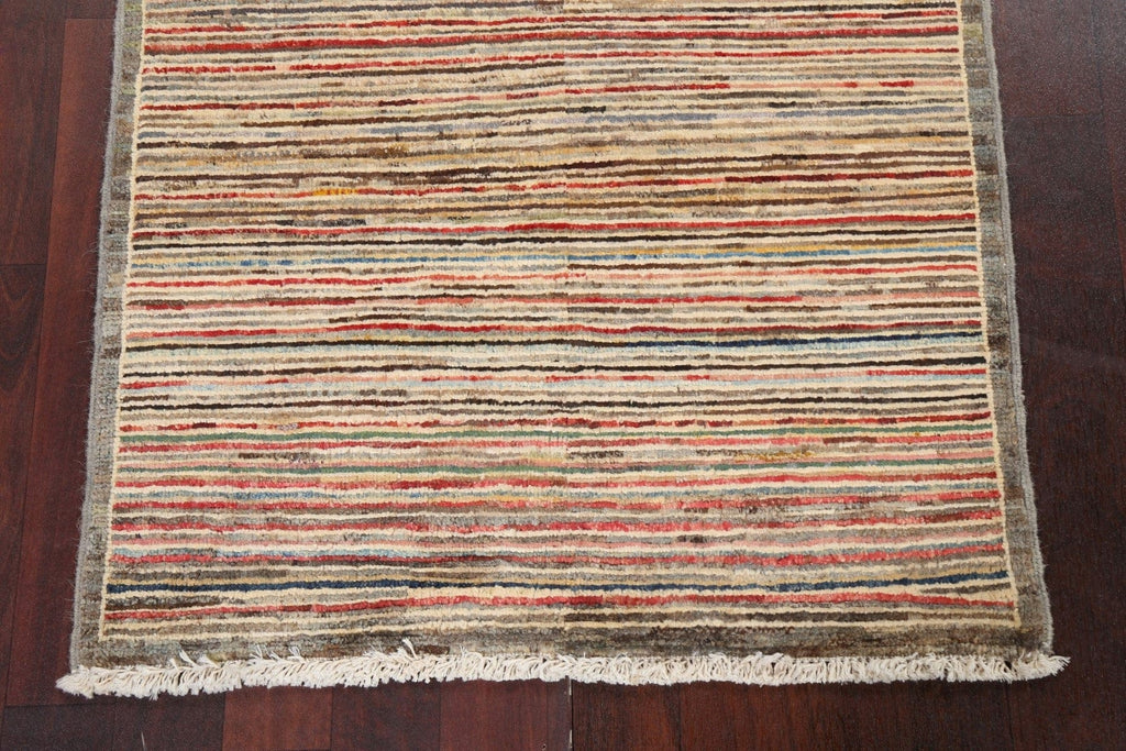 Striped Gabbeh Kashkoli Oriental Wool Rug 3x4