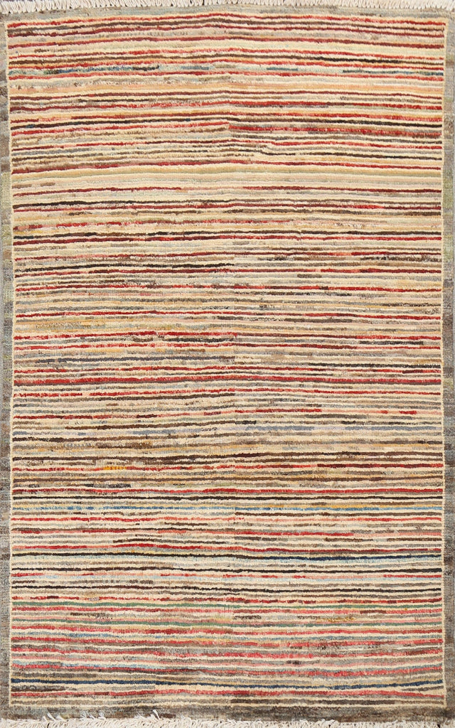 Striped Gabbeh Kashkoli Oriental Wool Rug 3x4