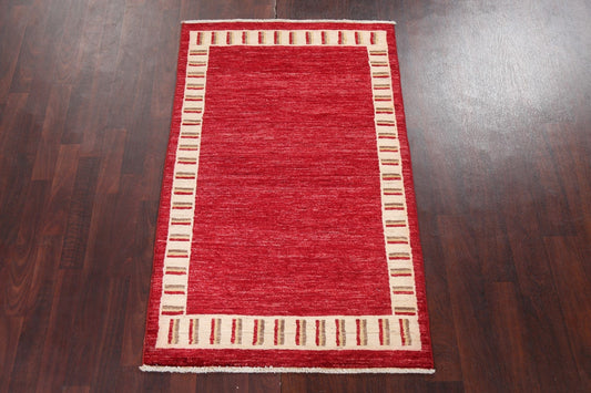 Red Geometric Gabbeh Kashkoli Oriental Area Rug 3x5