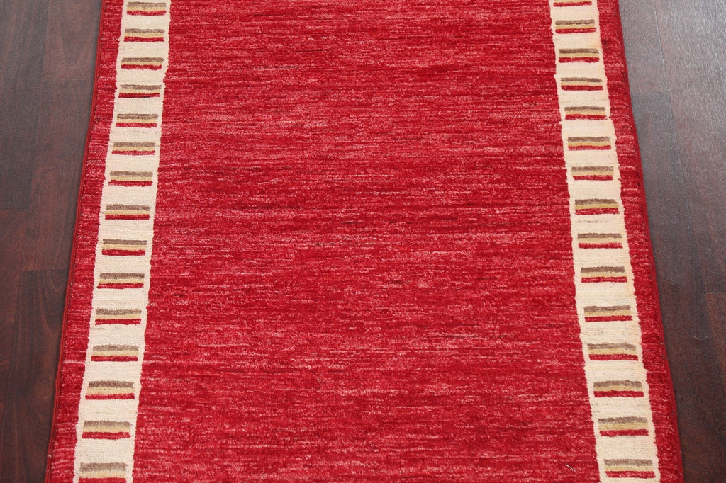 Red Geometric Gabbeh Kashkoli Oriental Area Rug 3x5