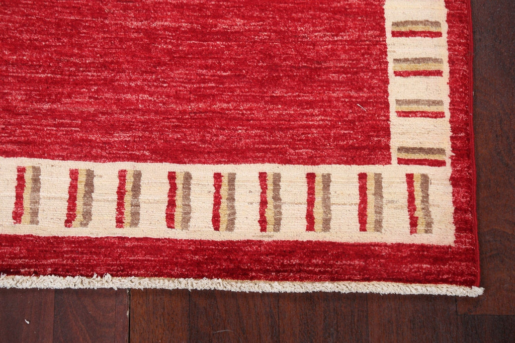 Red Geometric Gabbeh Kashkoli Oriental Area Rug 3x5