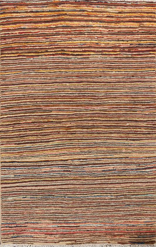 Striped Gabbeh Kashkoli Oriental Wool Rug 3x4