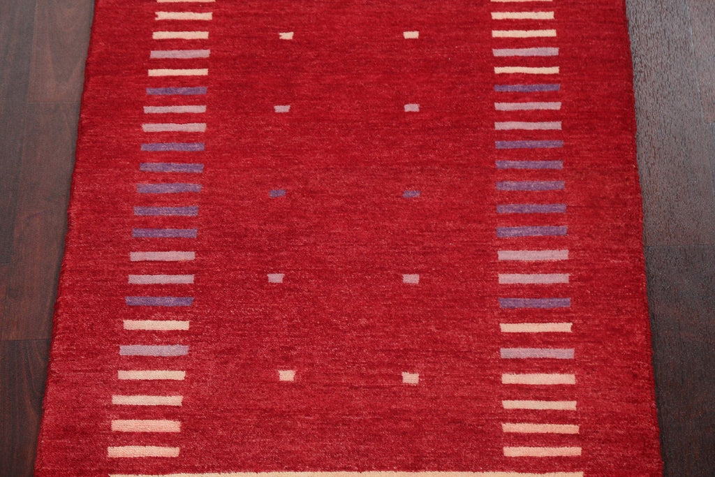 Red Wool Gabbeh Kashkoli Oriental Handmade Rug 3x4