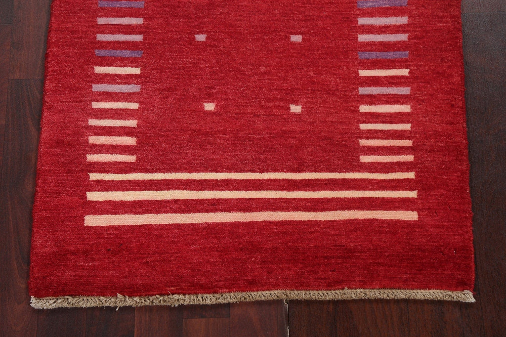 Red Wool Gabbeh Kashkoli Oriental Handmade Rug 3x4