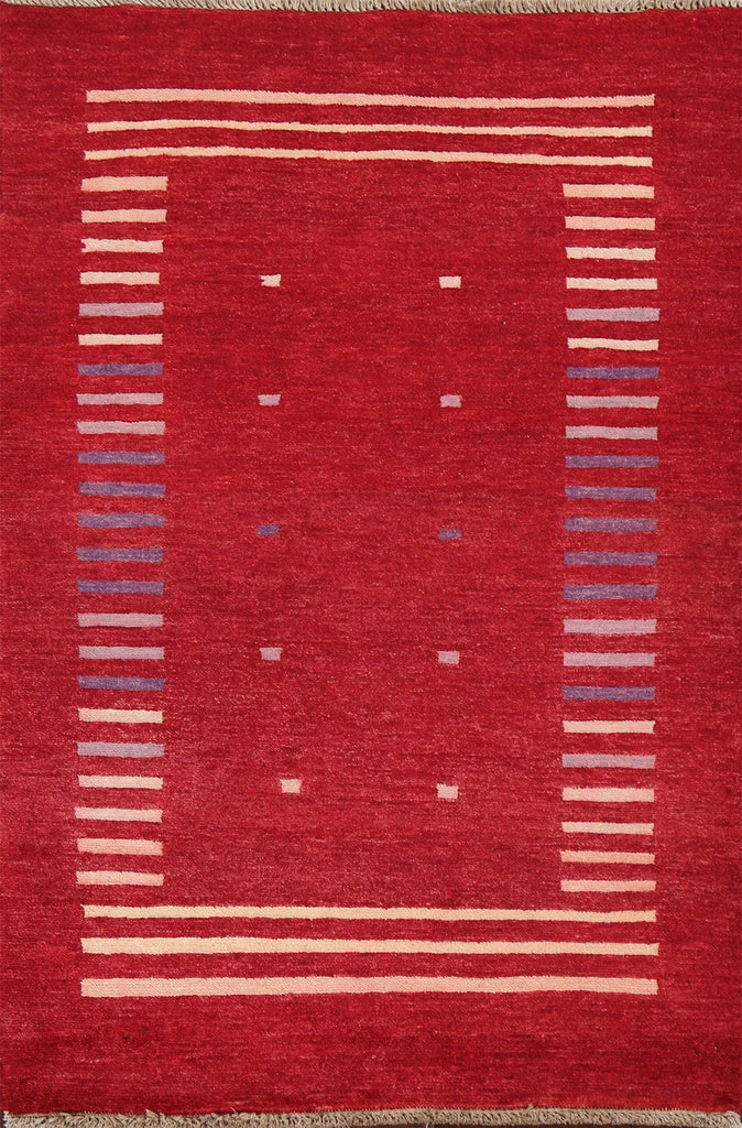 Red Wool Gabbeh Kashkoli Oriental Handmade Rug 3x4