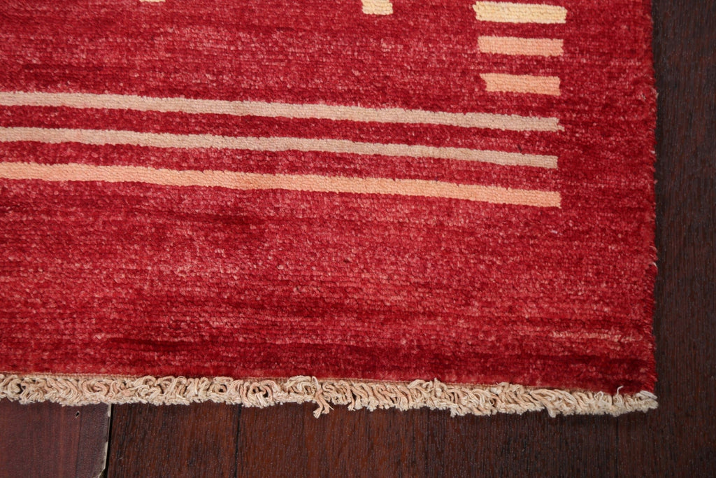 Red Geometric Gabbeh Kashkoli Oriental Wool Rug 2x3