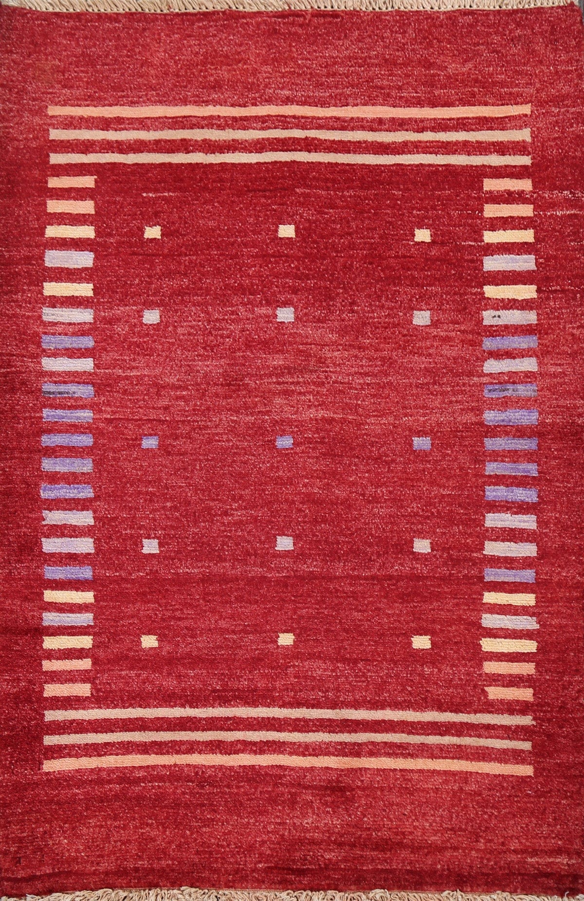 Red Geometric Gabbeh Kashkoli Oriental Wool Rug 2x3