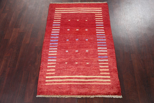 Red Gabbeh Kashkoli Oriental Handmade Rug 3x4