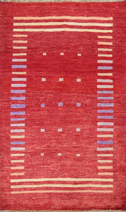 Red Gabbeh Kashkoli Oriental Handmade Rug 3x4