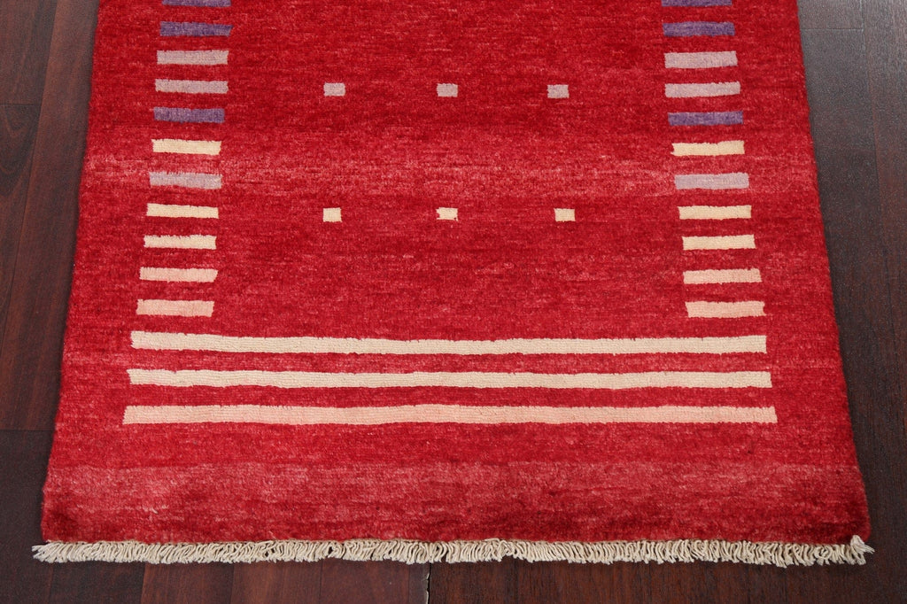 Red Geometric Gabbeh Kashkoli Oriental Rug 3x4