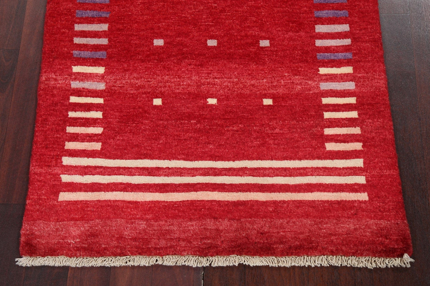 Red Geometric Gabbeh Kashkoli Oriental Rug 3x4