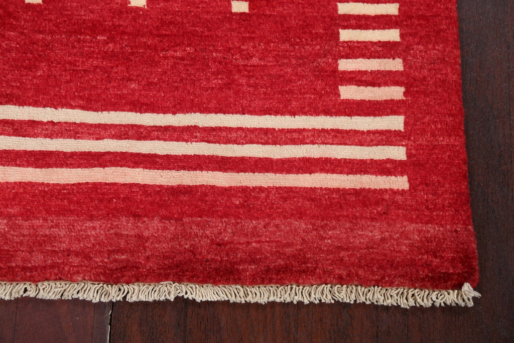 Red Geometric Gabbeh Kashkoli Oriental Rug 3x4