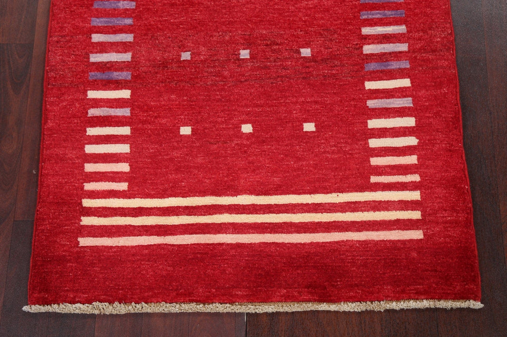 Red Gabbeh Kashkoli Oriental Handmade Rug 3x4