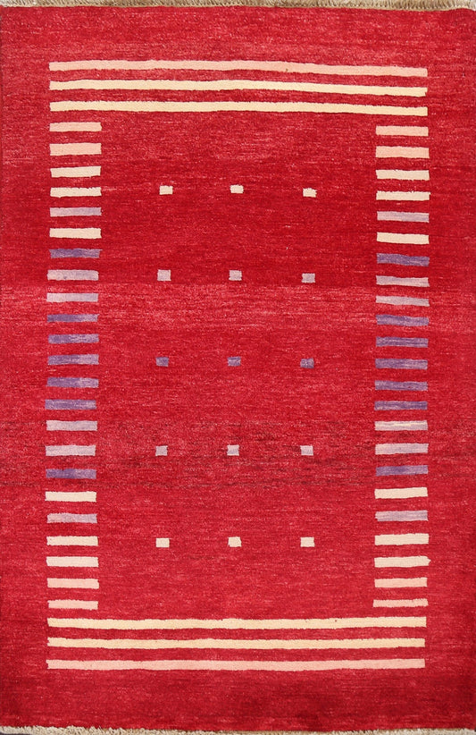 Red Gabbeh Kashkoli Oriental Handmade Rug 3x4