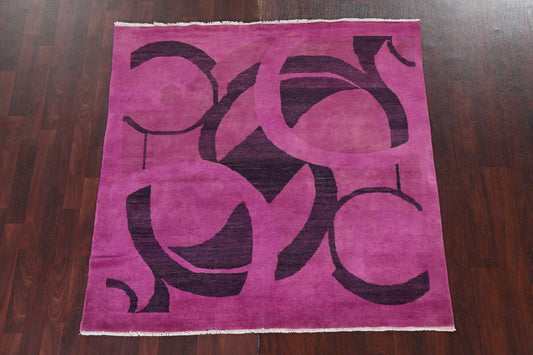 Purple Gabbeh Kashkoli Oriental Square Rug 5x5