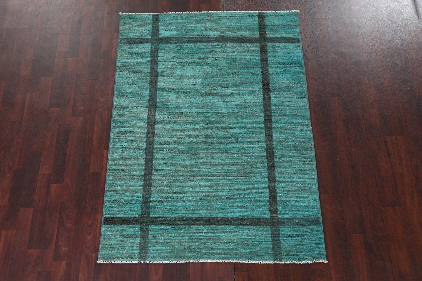 Contemporary Green Gabbeh Kashkoli Oriental Rug 5x6