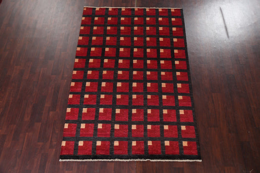 Checkered Red Gabbeh Kashkoli Oriental Rug 6x9