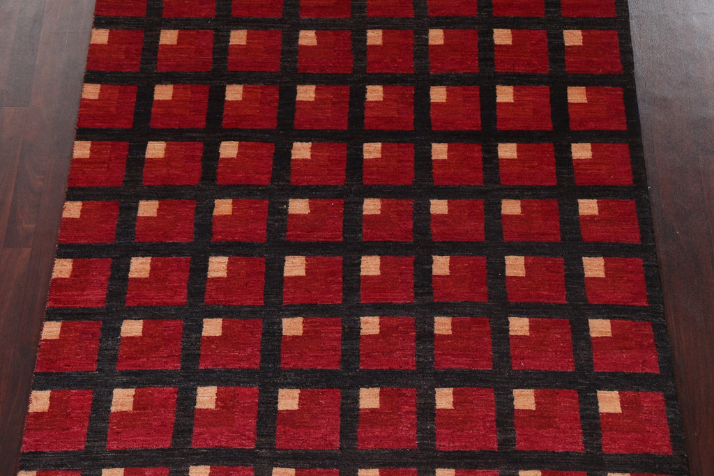 Checkered Red Gabbeh Kashkoli Oriental Rug 6x9