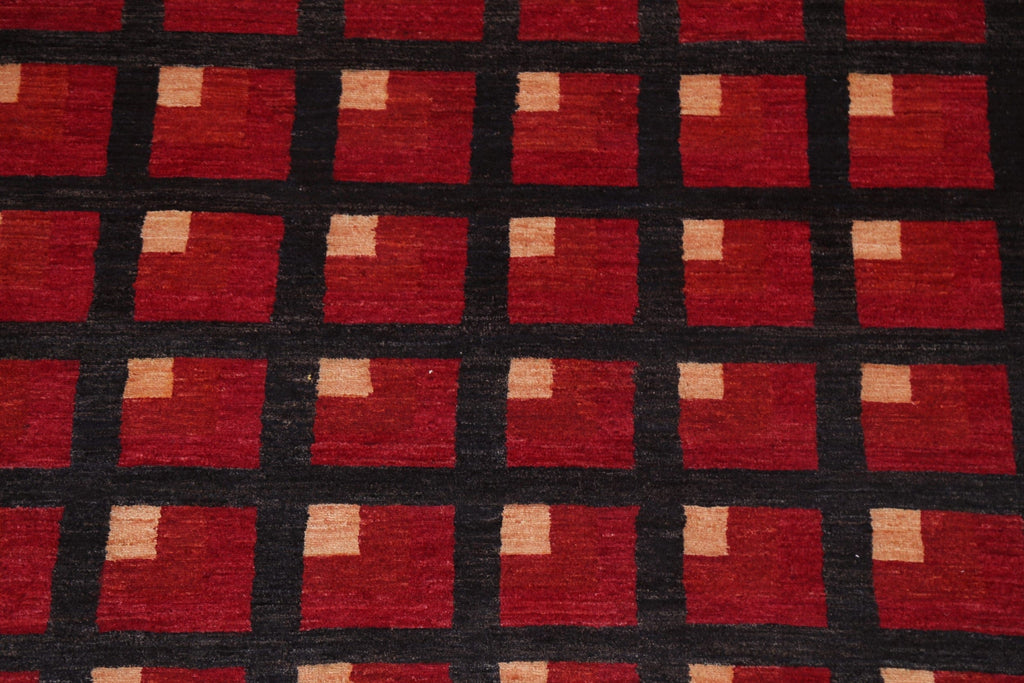 Checkered Red Gabbeh Kashkoli Oriental Rug 6x9