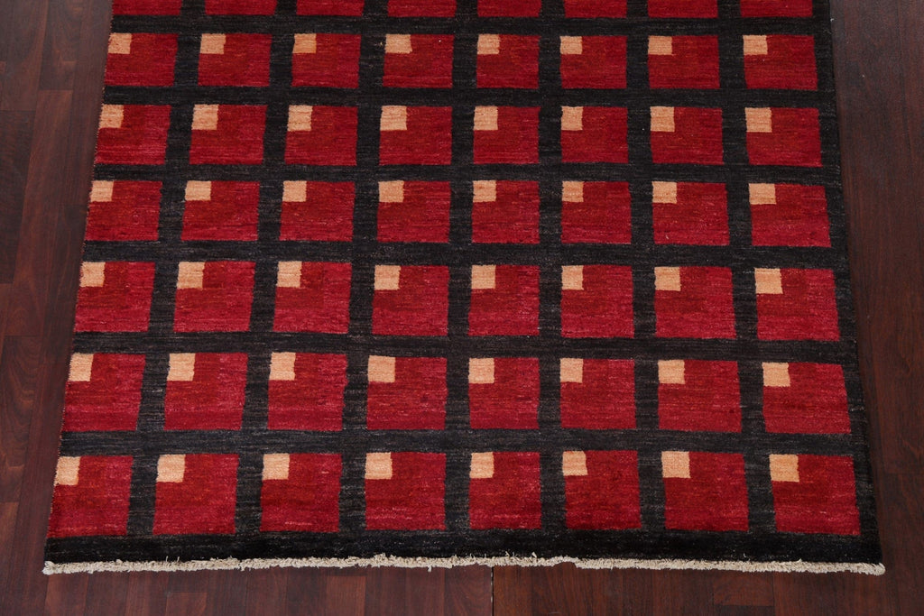 Checkered Red Gabbeh Kashkoli Oriental Rug 6x9