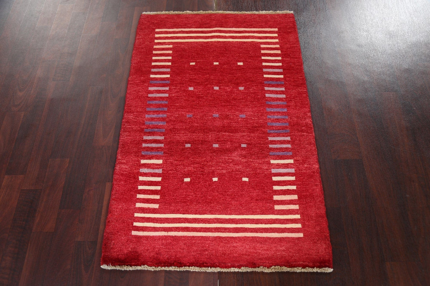 Red Geometric Gabbeh Kashkoli Oriental Rug 3x4