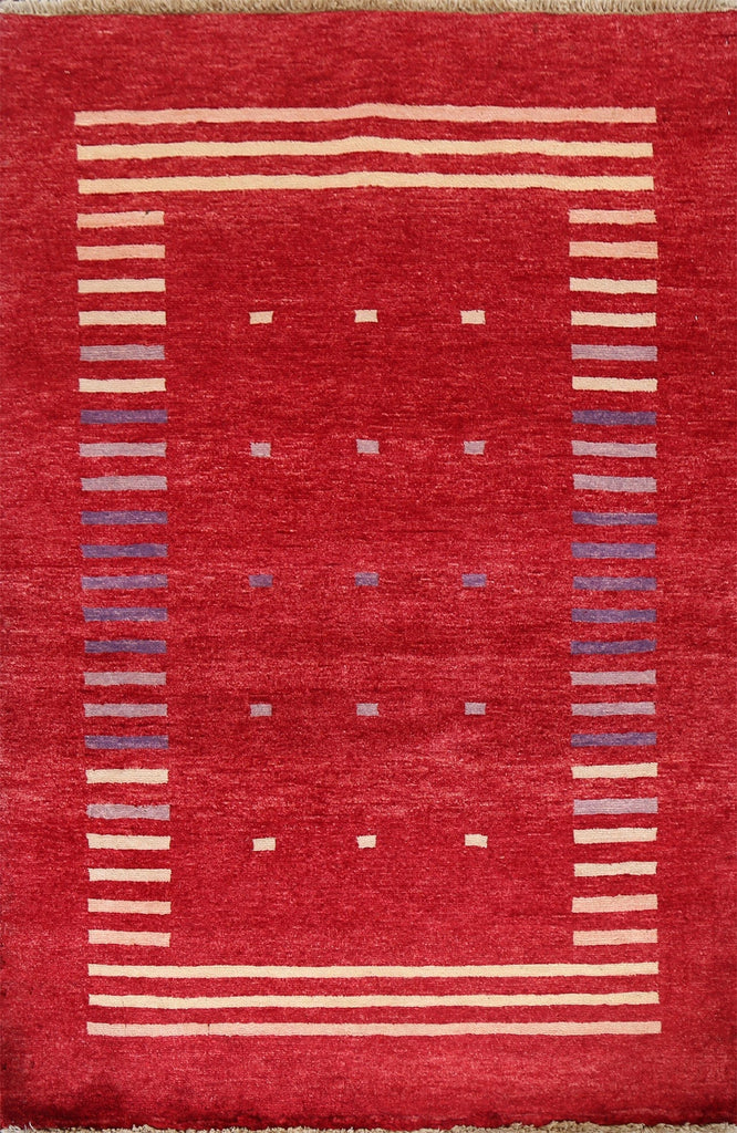 Red Geometric Gabbeh Kashkoli Oriental Rug 3x4